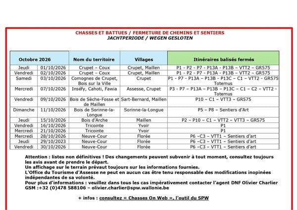 10 2026 CHASSES ET BATTUES en octobre maj 2 10 26 page 0001